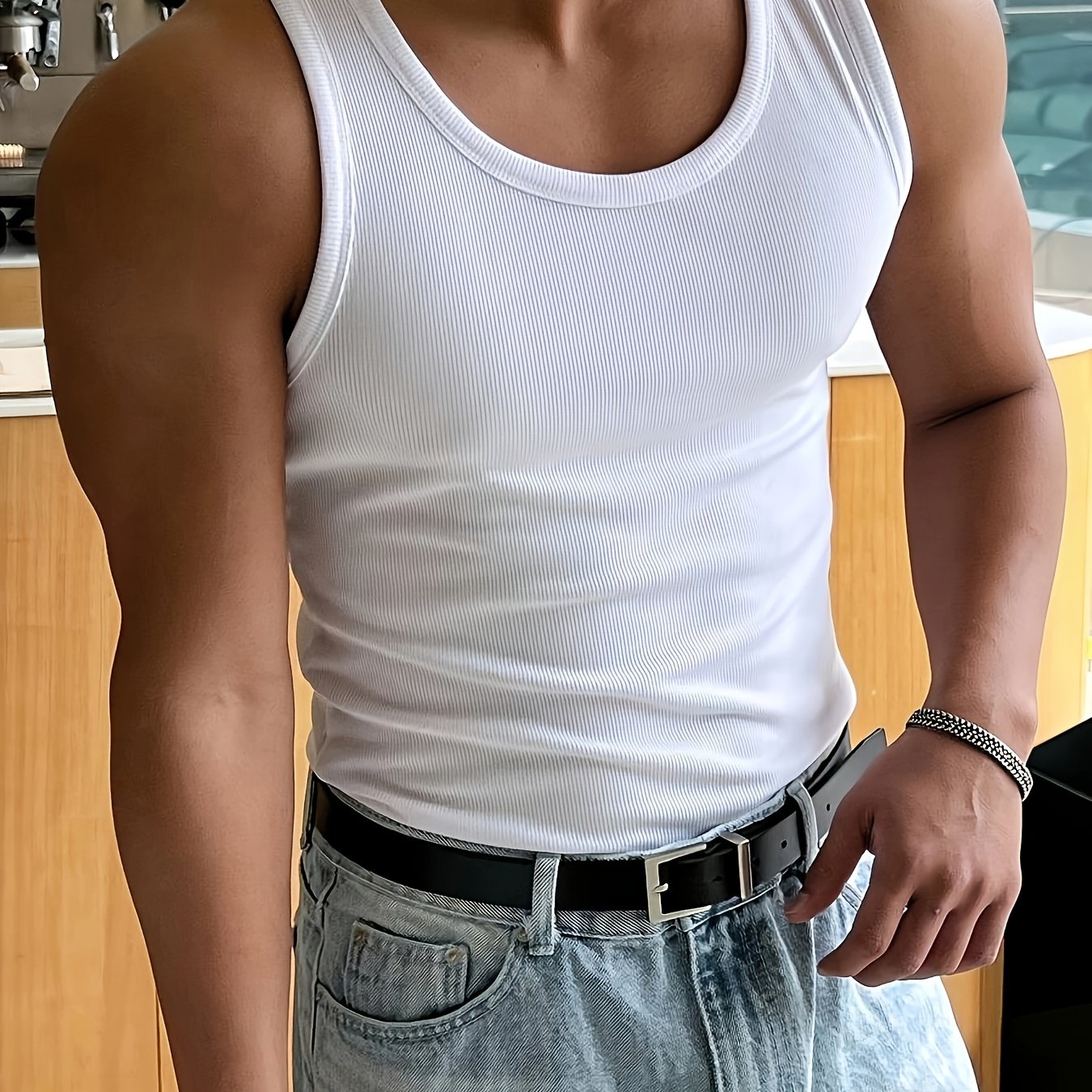 Men's Gym Vest – Ribbed Knit, Muscle Fit Workout Top