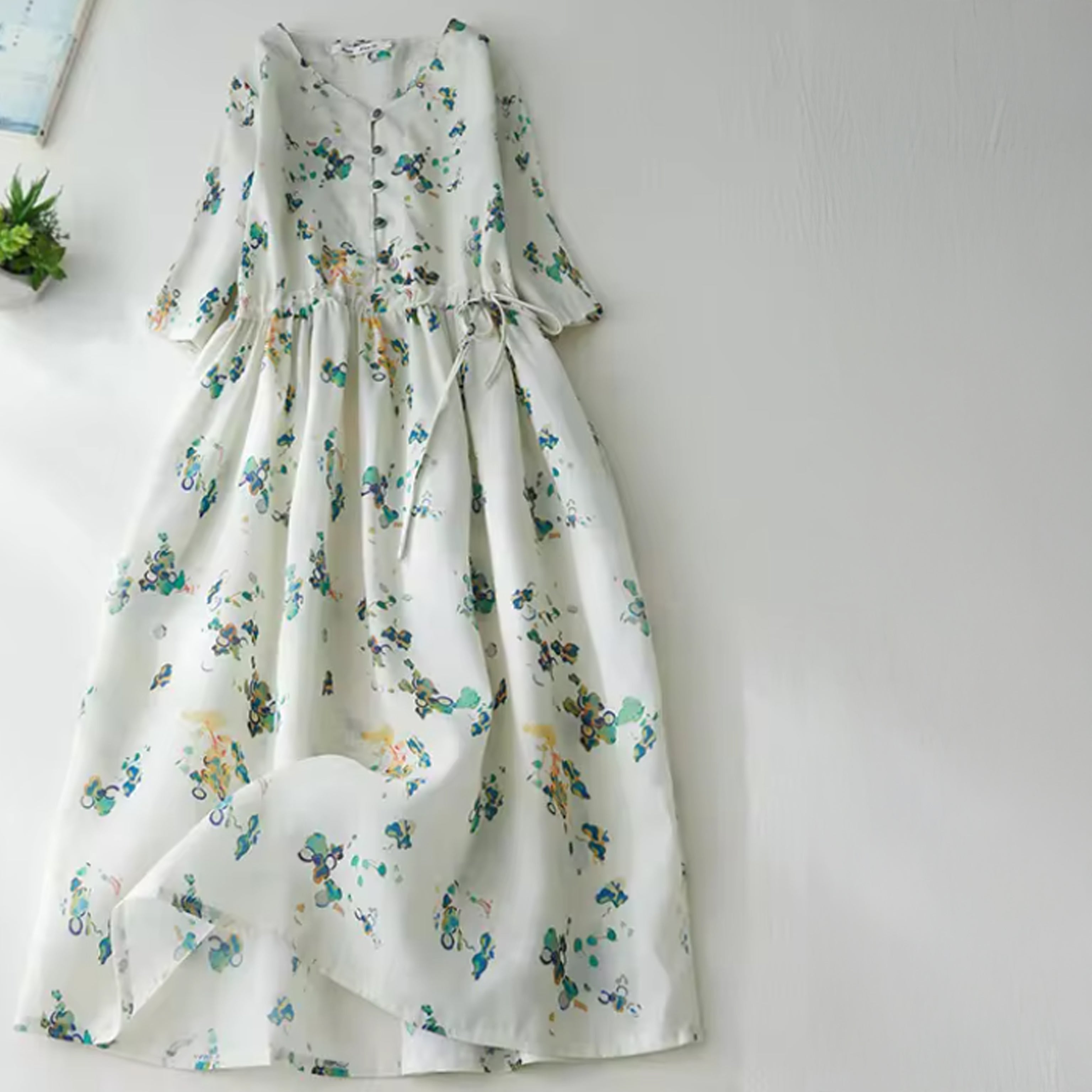 Romantic Floral Print Chiffon Maxi Dress with Cinched Waist