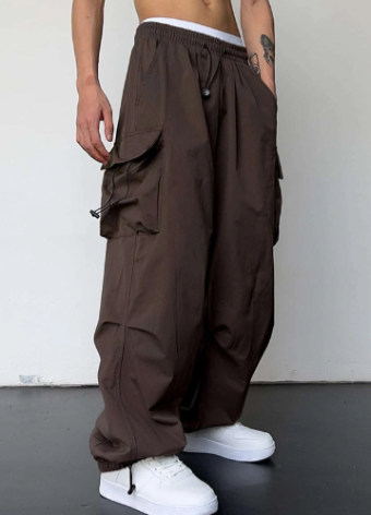 Baggy Wide-Leg Cargo Pants with Pockets