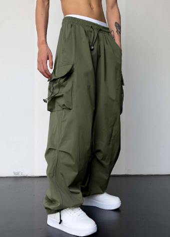 Baggy Wide-Leg Cargo Pants with Pockets