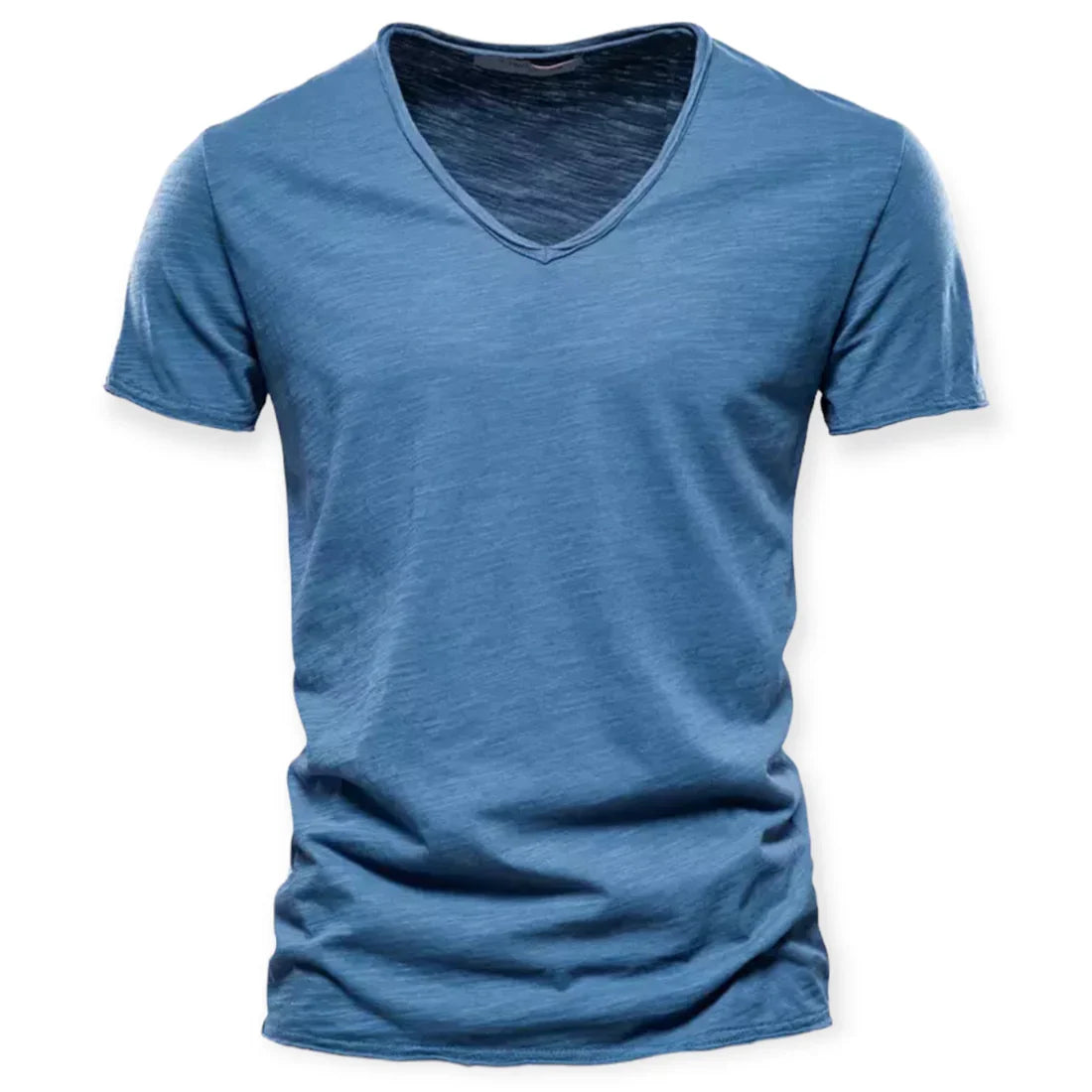 Men's V-Neck T-Shirt – Plain Cotton, Slim Fit Summer Tee