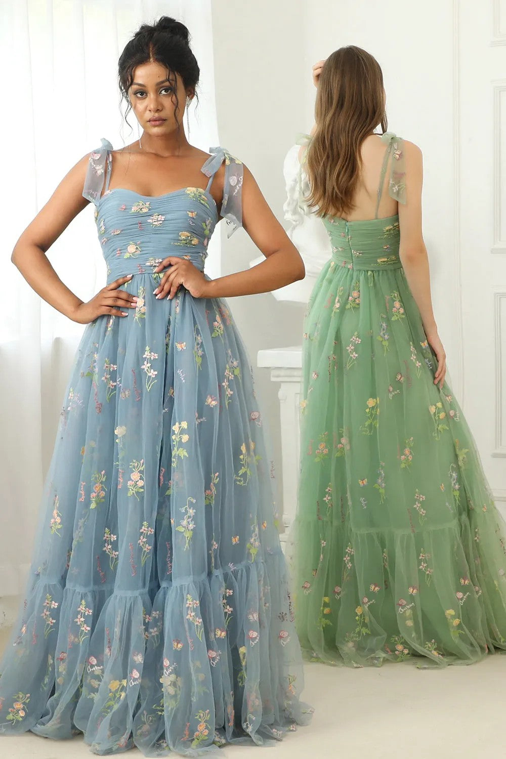 Women's Occasion Dress – Floral Embroidered, A-Line Formal & Prom Gown