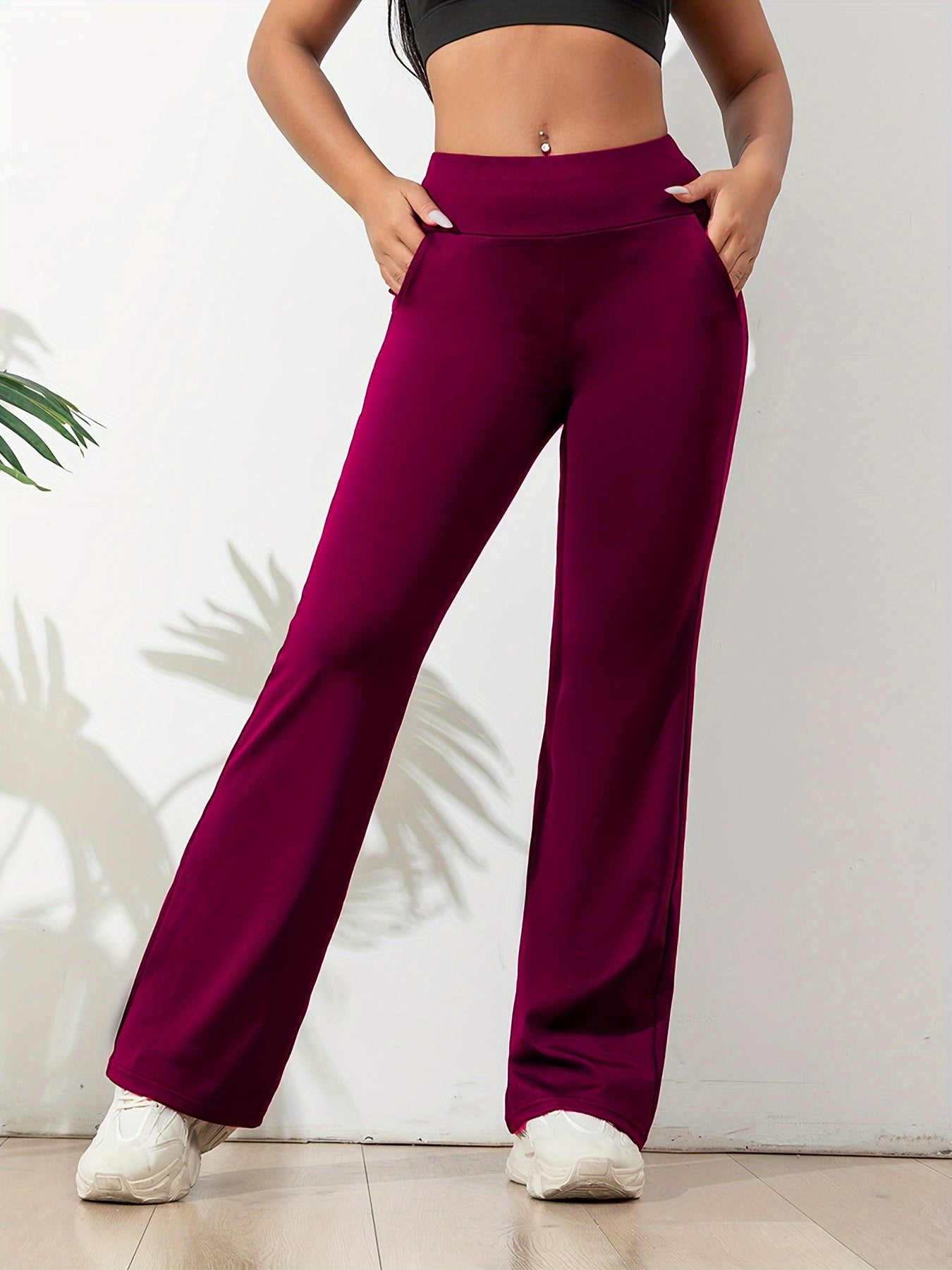 Women's Bootcut Trousers – High Waist, Stretchy Fit Yoga Pants