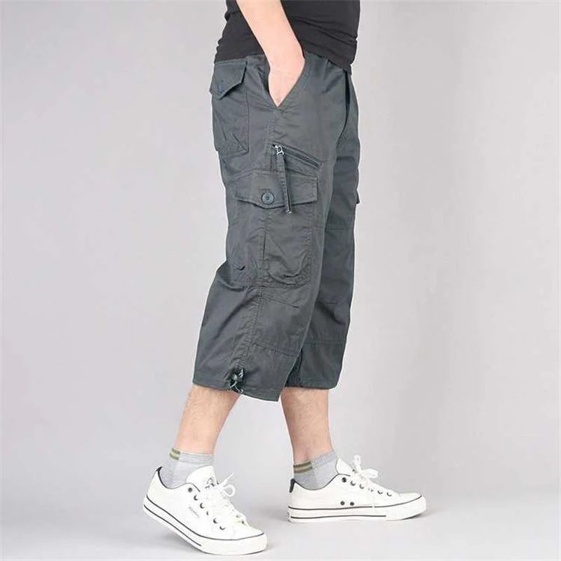 Men's 3/4 Combat Trousers – Multi Pocket, Relaxed Fit Casual Holiday Wear