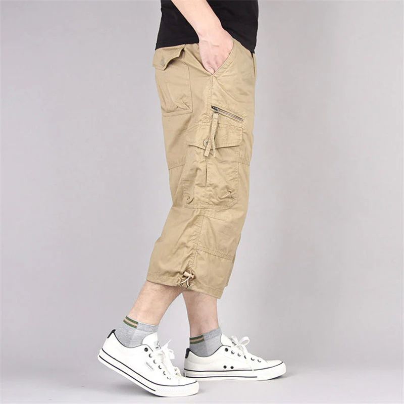 Men's 3/4 Combat Trousers – Multi Pocket, Relaxed Fit Casual Holiday Wear