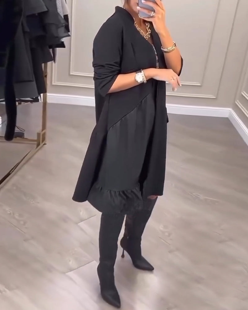 Women's Lagenlook Tunic Top – Asymmetric Hem & Zip Front, Relaxed Fit Smart Casual