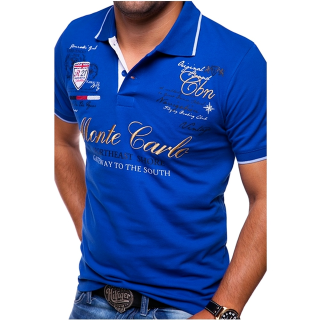 Men's Polo Shirt – Embroidered Graphic, Slim Fit Smart Casual