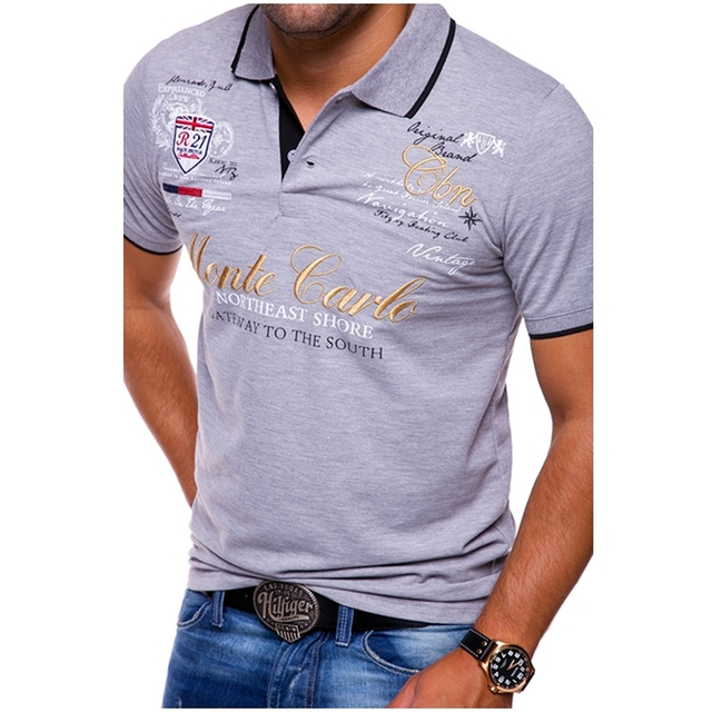 Men's Polo Shirt – Embroidered Graphic, Slim Fit Smart Casual