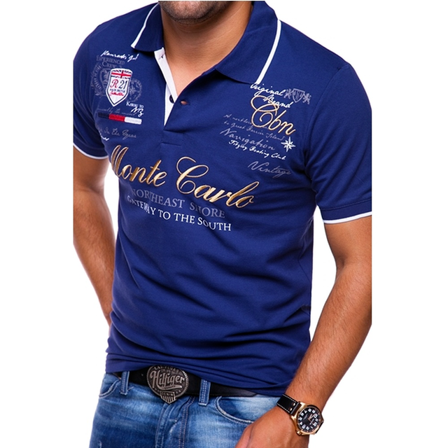 Men's Polo Shirt – Embroidered Graphic, Slim Fit Smart Casual