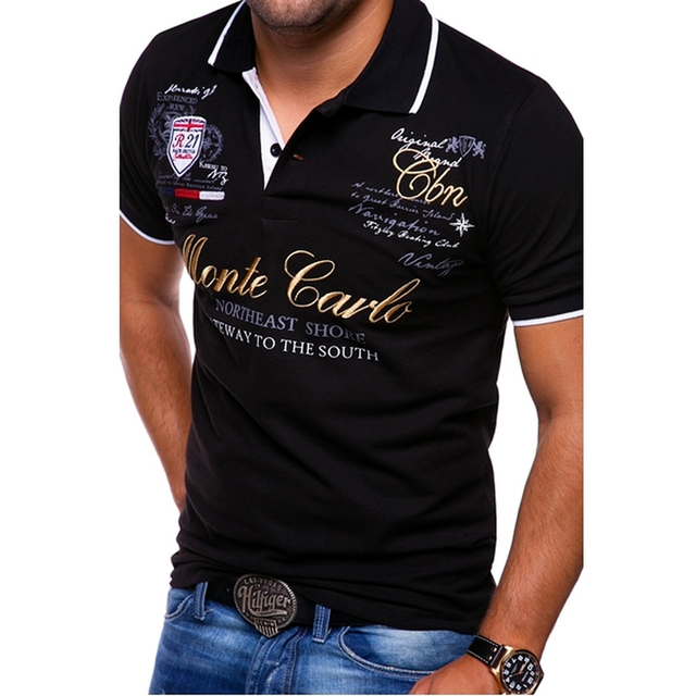 Men's Polo Shirt – Embroidered Graphic, Slim Fit Smart Casual