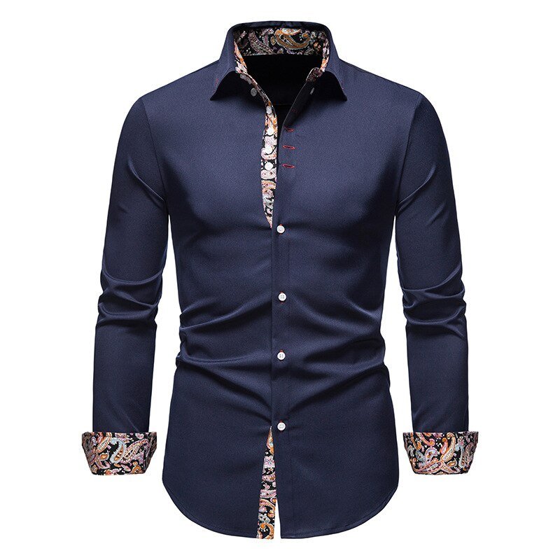Men's Button Down Shirt – Contrast Trim, Slim Fit Smart Casual Wear