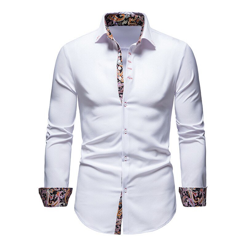 Men's Button Down Shirt – Contrast Trim, Slim Fit Smart Casual Wear