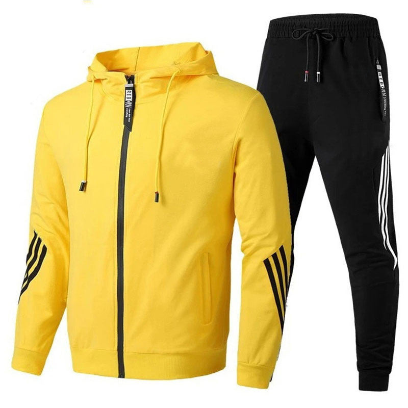 Men's Tracksuit – Stripe Detail, Slim Fit Gymwear Set