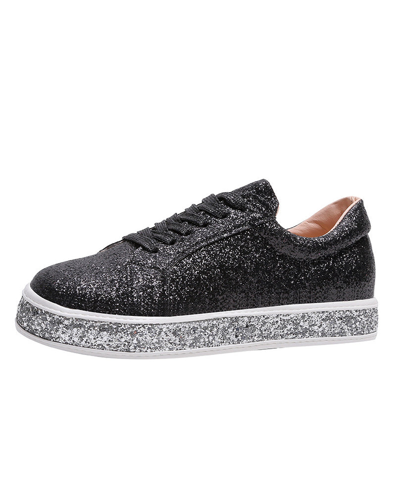 Women's Slip-On Trainers – Sparkly Diamanté Sole, Comfy Platform Casual Glam