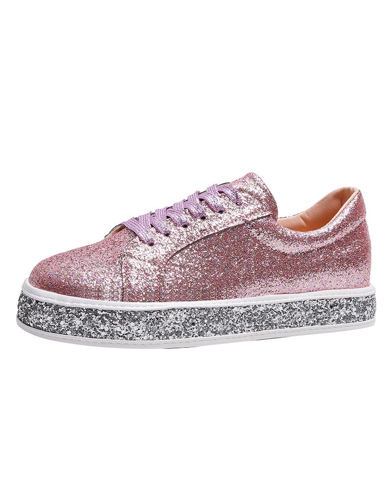 Women's Slip-On Trainers – Sparkly Diamanté Sole, Comfy Platform Casual Glam