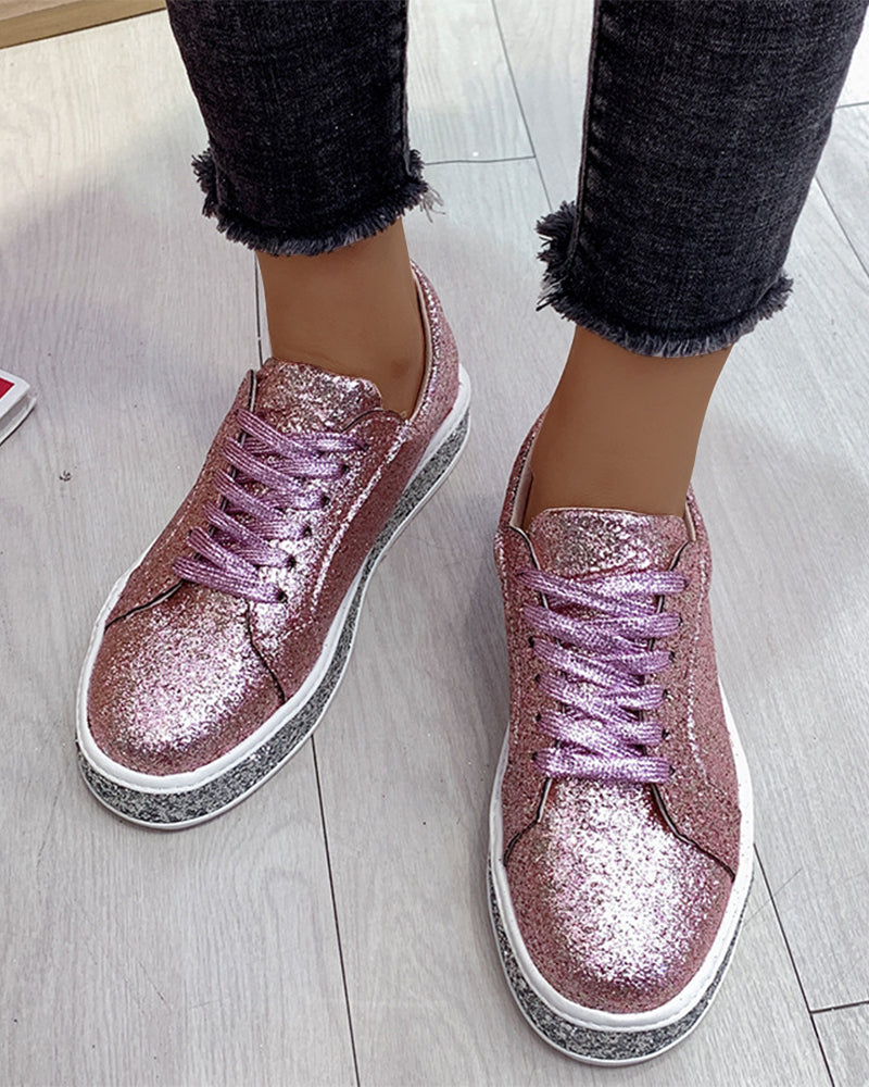 Women's Slip-On Trainers – Sparkly Diamanté Sole, Comfy Platform Casual Glam