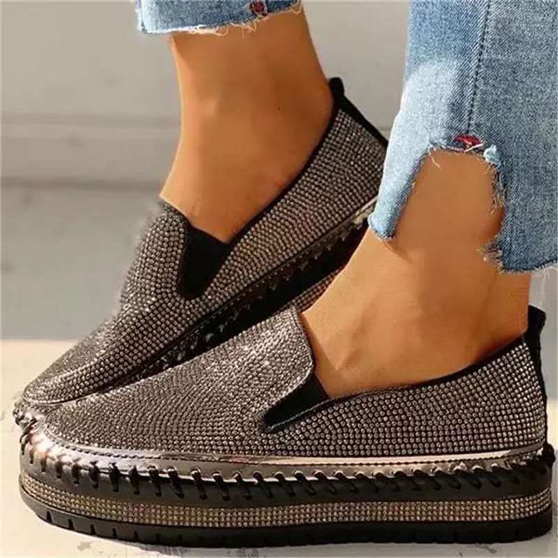 Women's Platform Trainers – Diamanté, Chunky Sole Statement Shoes