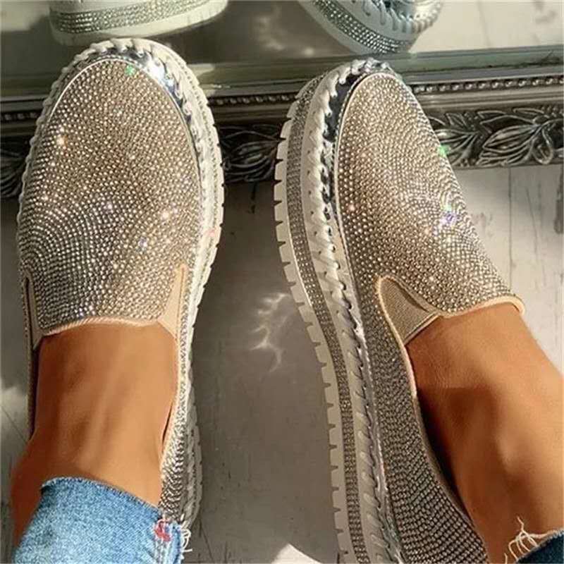 Women's Platform Trainers – Diamanté, Chunky Sole Statement Shoes