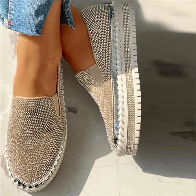 Women's Platform Trainers – Diamanté, Chunky Sole Statement Shoes