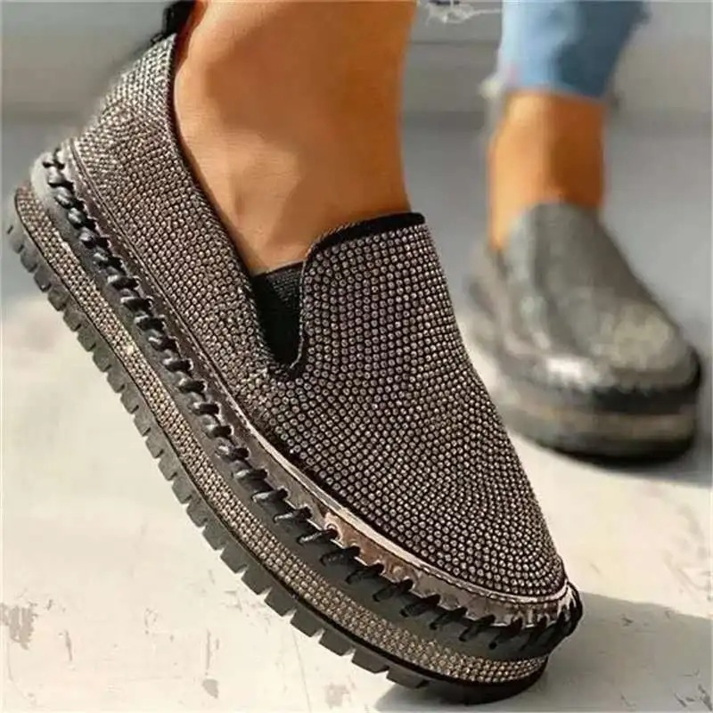 Women's Platform Trainers – Diamanté, Chunky Sole Statement Shoes