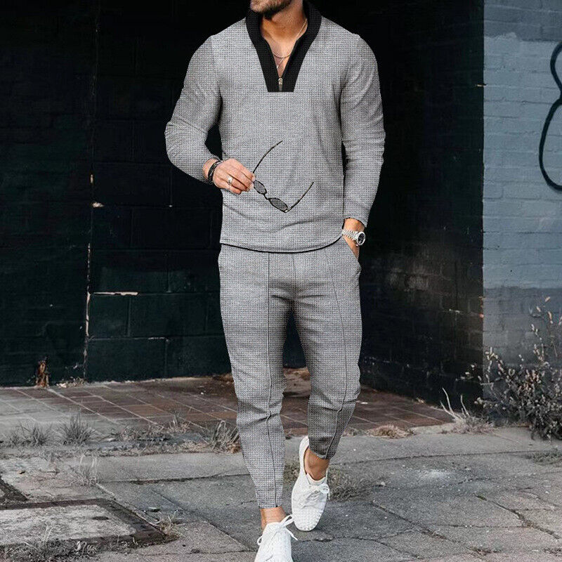 Men's Tracksuit Set – Quarter Zip, Slim Fit Smart Loungewear