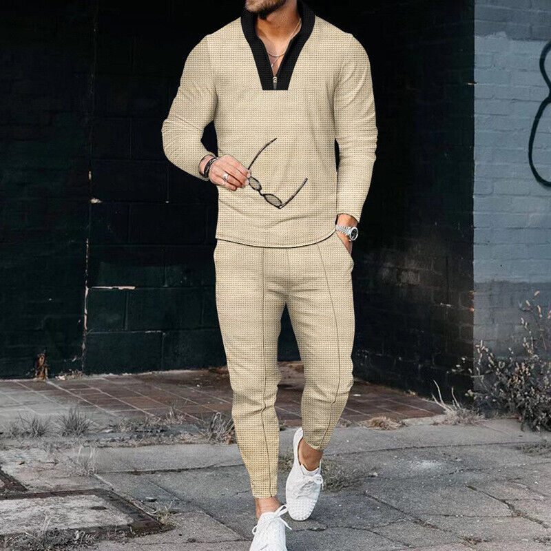 Men's Tracksuit Set – Quarter Zip, Slim Fit Smart Loungewear