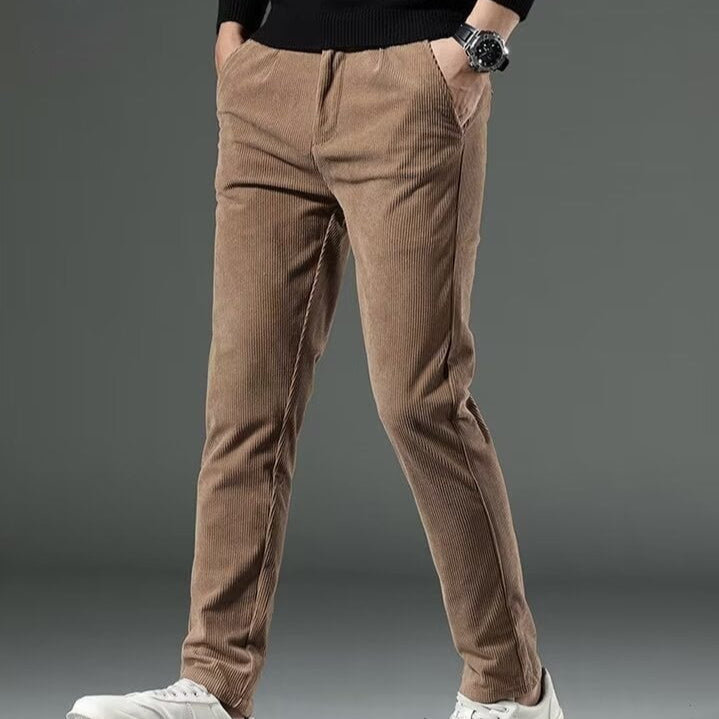 Men's Corduroy Trousers – Thermal Lined, Straight Fit Smart Casual Wear