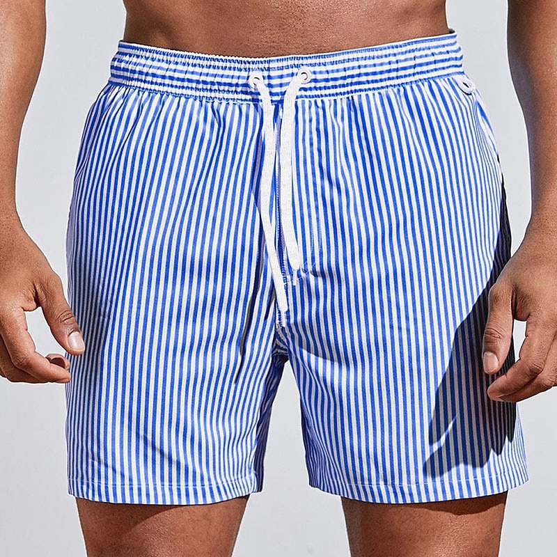 Men's Swim Shorts – Striped Ombre, Quick Dry Holiday Beachwear