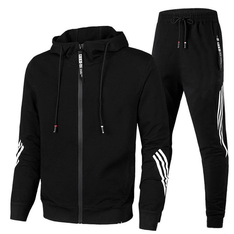 Men's Tracksuit – Stripe Detail, Slim Fit Gymwear Set